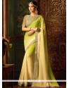 Faux Georgette Green Embroidered Work Shaded Saree