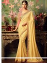 Yellow Embroidered Work Art Silk Designer Traditional Saree