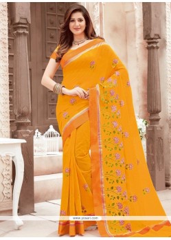 Net Orange Classic Saree