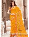 Net Orange Classic Saree