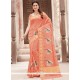 Peach Print Work Classic Saree