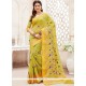 Yellow Print Work Classic Saree