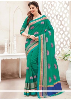 Net Sea Green Designer Saree