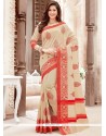 Print Work Beige Classic Saree