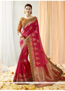 Rani Thread Work Art Silk Designer Traditional Saree