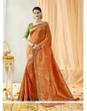 Peach Zari Work Art Silk Designer Traditional Saree