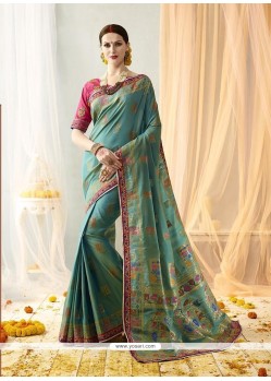 Art Silk Blue Designer Traditional Saree