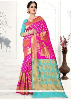 Art Silk Hot Pink Designer Traditional Saree