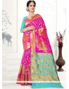 Art Silk Hot Pink Designer Traditional Saree