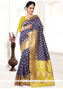 Navy Blue Weaving Work Art Silk Designer Traditional Saree