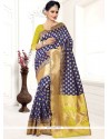 Navy Blue Weaving Work Art Silk Designer Traditional Saree