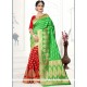 Green And Red Weaving Work Traditional Saree