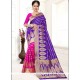 Blue And Hot Pink Weaving Work Traditional Designer Saree