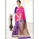 Weaving Art Silk Designer Traditional Saree In Blue And Hot Pink