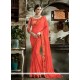 Embroidered Work Orange Classic Designer Saree