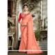 Peach Patch Border Work Faux Georgette Classic Saree