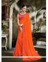 Faux Georgette Orange Designer Saree