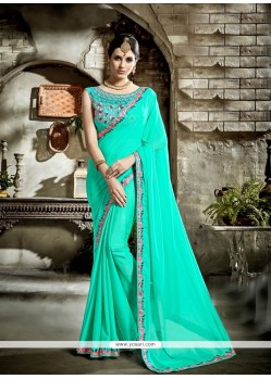 Sea Green Faux Georgette Classic Saree