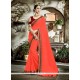 Orange Embroidered Work Faux Georgette Designer Saree