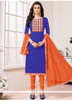 Print Work Blue Churidar Suit