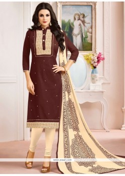 Embroidered Work Cotton Churidar Suit