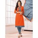 Cotton Orange Churidar Suit