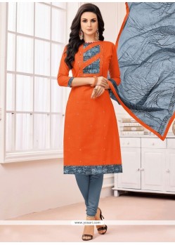 Cotton Orange Churidar Suit