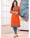 Cotton Orange Churidar Suit