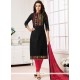 Cotton Black Embroidered Work Churidar Suit