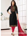 Cotton Black Embroidered Work Churidar Suit