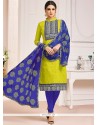 Embroidered Work Churidar Suit