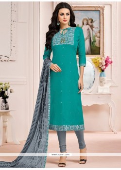 Embroidered Work Cotton Churidar Suit