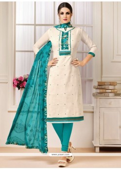 Embroidered Work Churidar Suit