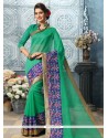 Art Silk Green Embroidered Work Traditional Saree