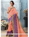 Art Silk Peach Embroidered Work Traditional Designer Saree