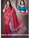 Weaving Work Rose Pink Art Silk Designer Traditional Saree