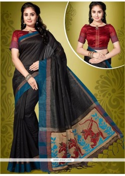 Art Silk Black Traditional Designer Saree