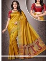 Mustard Weaving Work Designer Traditional Saree