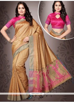 Art Silk Beige Designer Traditional Saree