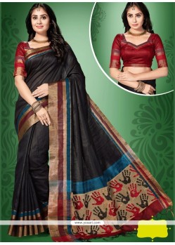 Art Silk Black Designer Traditional Saree