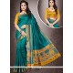 Art Silk Teal Traditional Designer Saree