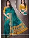 Art Silk Teal Traditional Designer Saree