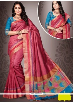 Weaving Work Rose Pink Art Silk Designer Traditional Saree