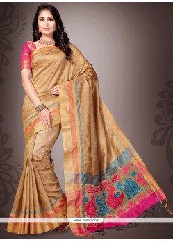 Beige Weaving Work Traditional Saree