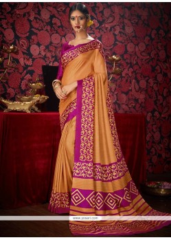 Print Fancy Fabric Casual Saree In Peach