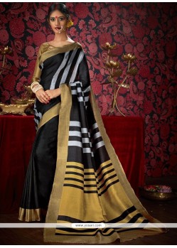 Fancy Fabric Black Print Work Casual Saree