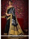 Fancy Fabric Black Print Work Casual Saree