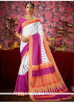 Fancy Fabric Print Work Casual Saree