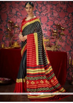 Black Print Work Fancy Fabric Casual Saree