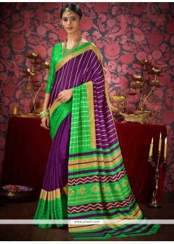 Fancy Fabric Purple Print Work Casual Saree